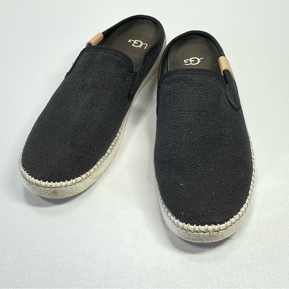 UGG Shoes - Ugg Womens Delu Black Woven Flat Slip-On Sneakers Shoes Size 7 Medium 1125093